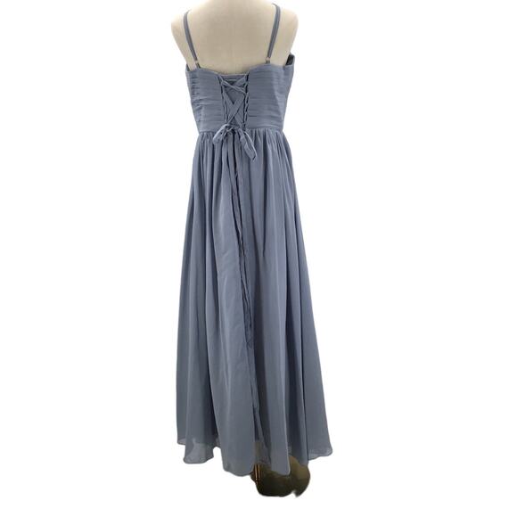 FORMAL SZ 12 L Blue Sleeveless Round Neck Adjustable Straps Maxi Dress NEW 0B3 - Picture 2 of 9
